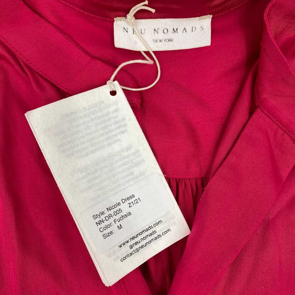 Neu Nomads Fuchsia Pink Satin Belted Midi Dress | Women’s M Regular
